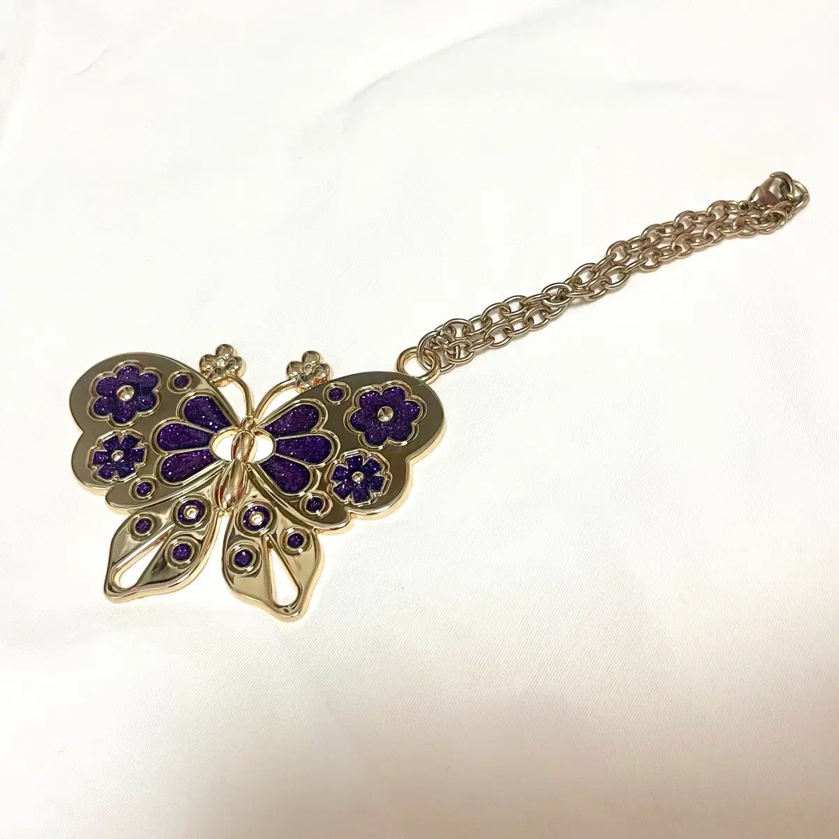 anna sui アナスイ 正規品 レア パープル 大型 バタフライ チャーム キーホルダー 新品