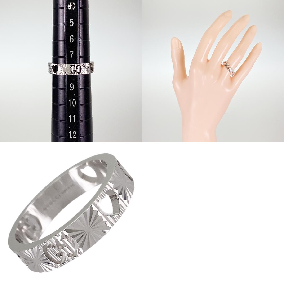 グッチ GUCCI アイコン ハート K18WG 8号(48) リング ste【中古