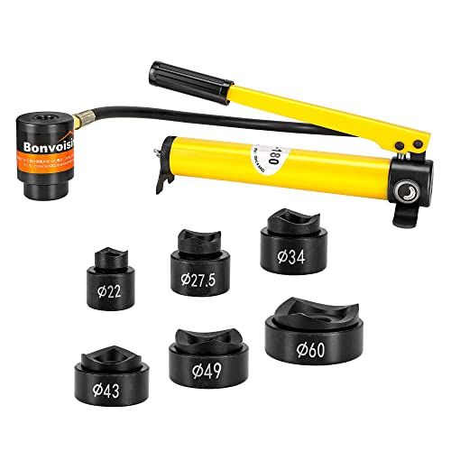 【新品】Bonvoisin 油圧パンチャー 油圧パンチ 8トン 1.6mmステンレス鋼/アルミ 3mm軟鋼/鉄 工事 建築 工業 6種類金型付き 【日本語取扱説明書】 (Φ22-Φ60ｍｍ) 47483750