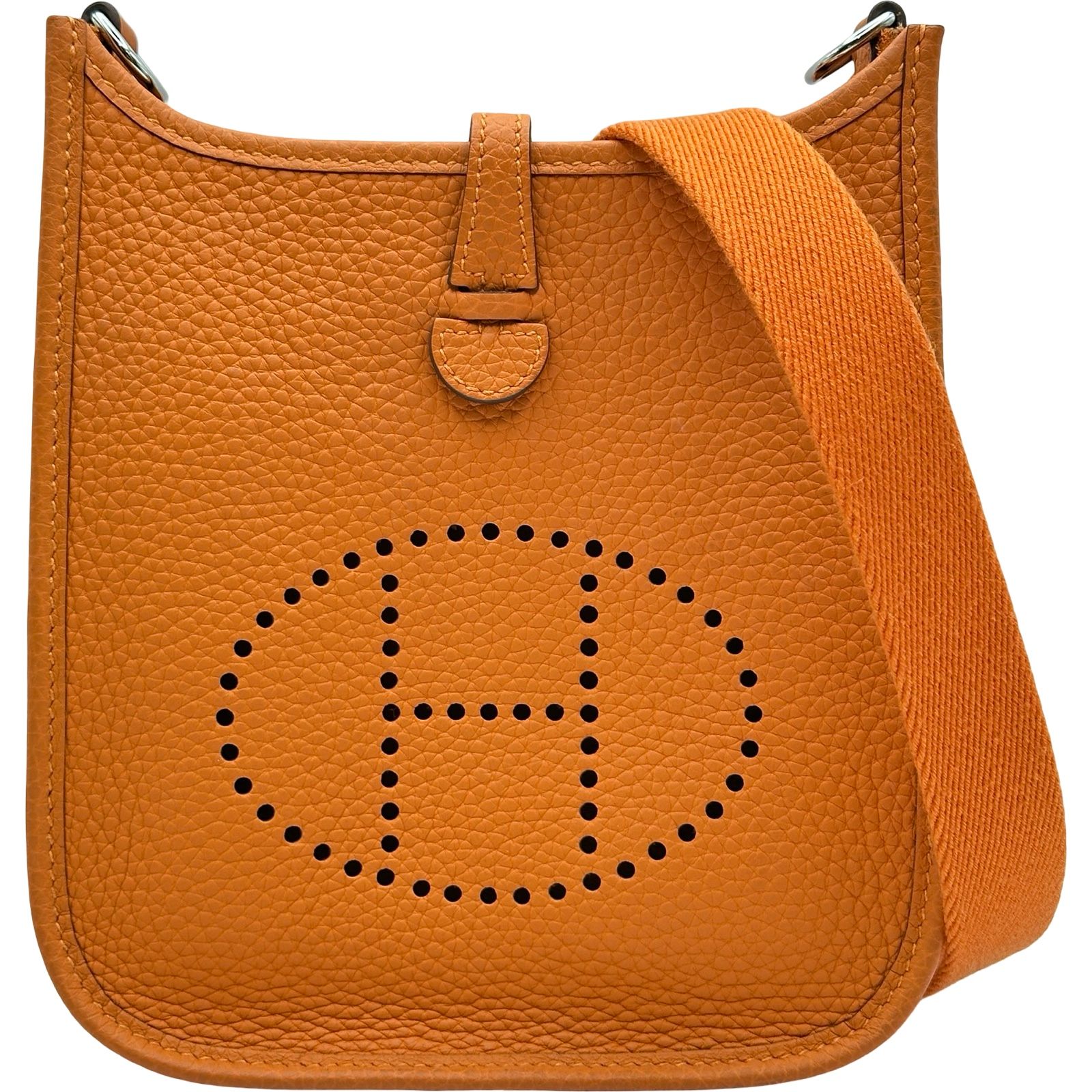 エルメス HERMES エヴリンTPM W刻印 オレンジ/シルバー金具 トリヨン レディース ショルダーバッグ