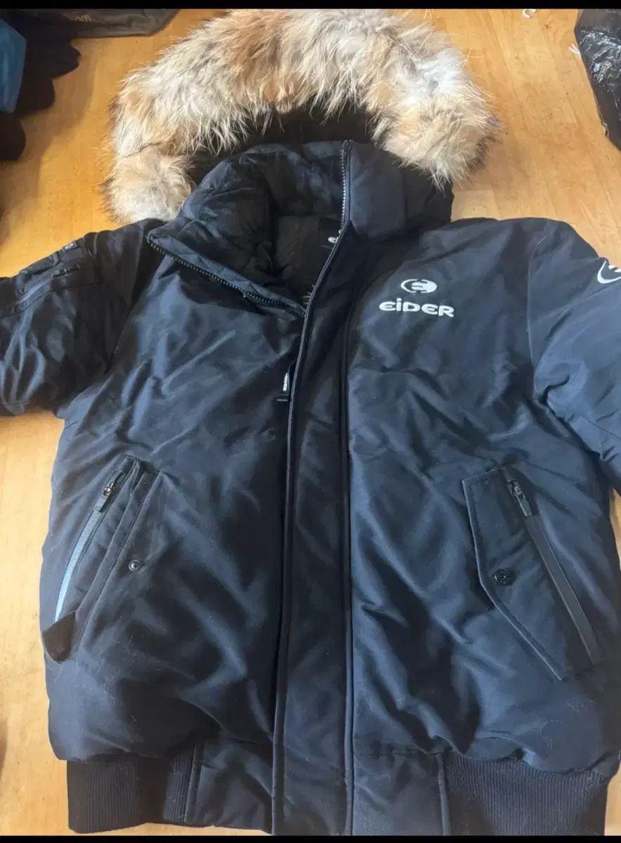 EIDER メンズ ダウンジャケット ロング丈 ブラック