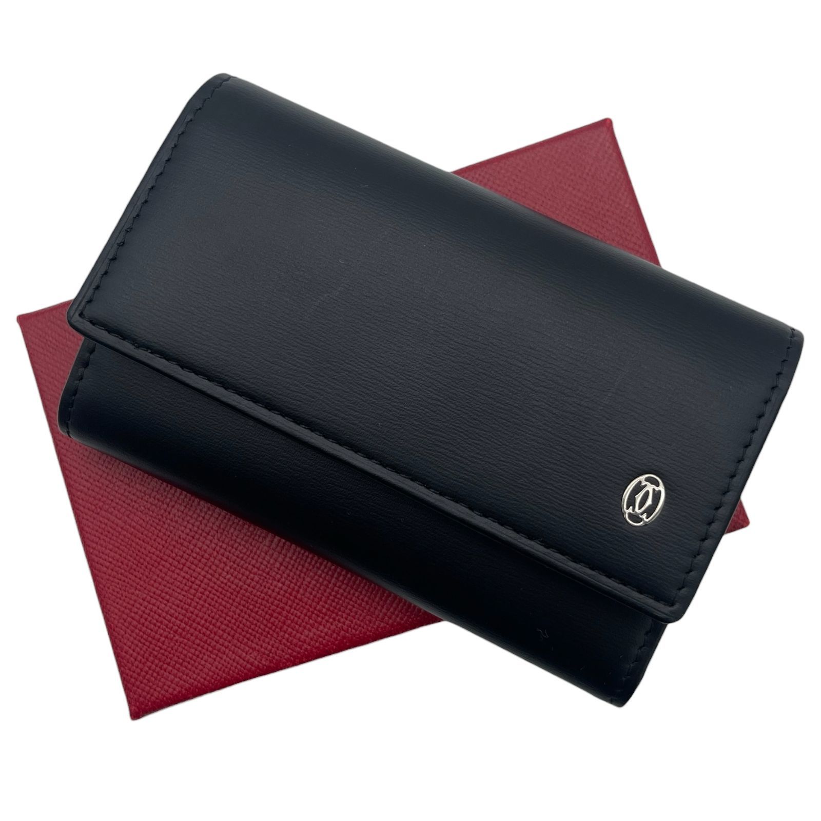 極美品✨Cartier カルティエ　6連キーケース　ブラック　本革 極美品 Cartier カルティエ レザー キーケース 6連 パシャ ロゴ