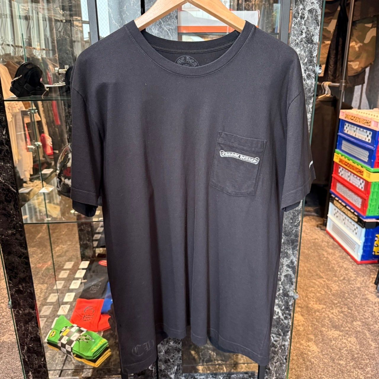 クロムハーツ　半袖Tシャツ　スクロールラベル　ブラック　XLサイズ　S品