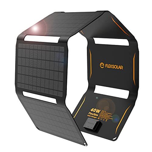 FlexSolar ソーラーパネル 40W ソーラーチャージャー usb3出力ポートETFE材質充電器防水防塵 DC/PD40W/QC3.0急速充電 ポータブル電源/Phone/Android対応koe