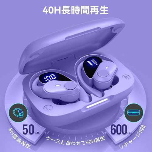 GOLREX イヤホン bluetooth ワイヤレスイヤホン 耳掛け式 ぶるーとゅーす イヤフォン 最大40時間再生 Hi-Fi音質 AAC対応 LEDディスプレイ 物理ボタン誤操作なし 落ちない 快適装着感 ランニング スポーツ IPX7防水 片耳/koe｜その他