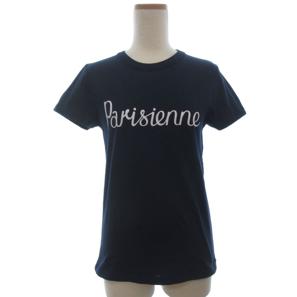 メゾンキツネ MAISON KITSUNE パリジェンヌ プリント Tシャツ カットソー ネイビー 紺 XS