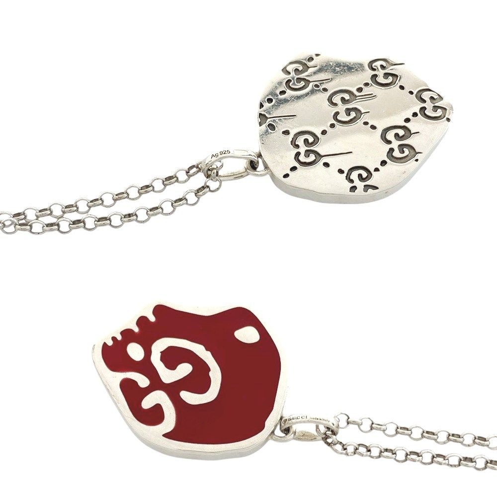 グッチ □美品□ ゴースト スカル ネックレス アクセサリー GG