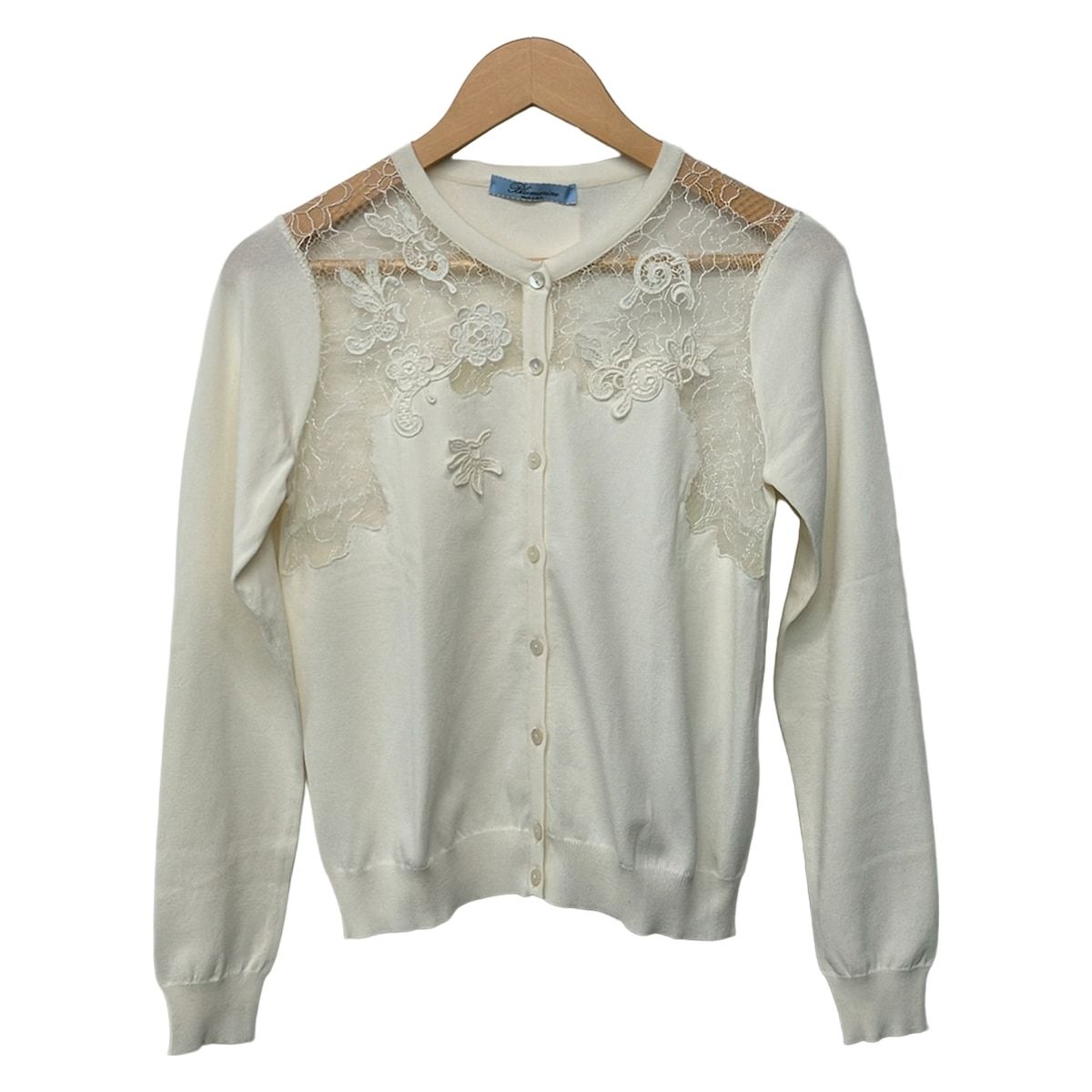 BLUMARINE(ブルマリン) カーディガン サイズI40 M レディース美品 - アイボリー 長袖/レース/フラワー(花)