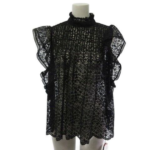 ダブルスタンダードクロージング ダブスタ DOUBLE STANDARD CLOTHING タグ付き レース ノースリーブ カットソー 黒 ブラック 36 0204-380-201