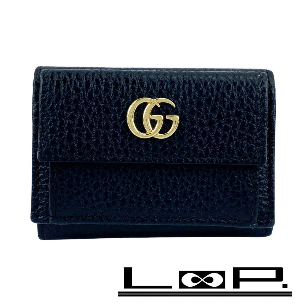 グッチ □美品□ GGマーモント 三つ折り 財布 コンパクト ウォレット