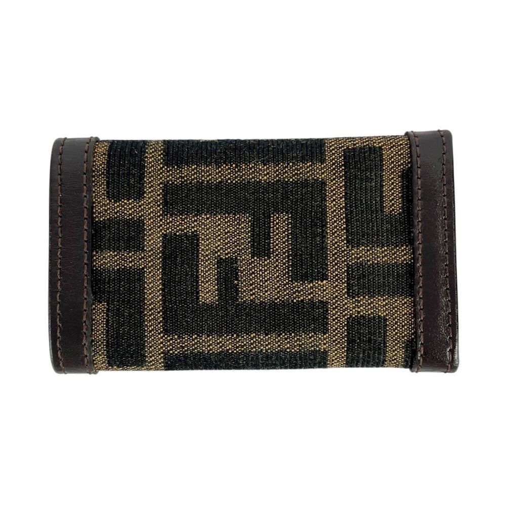 【未使用級】FENDI 6連 ズッカ柄 キーケース ブラウン フェンディ □未使用□ ズッカ 6連 キーケース 鍵入れ キャンバス