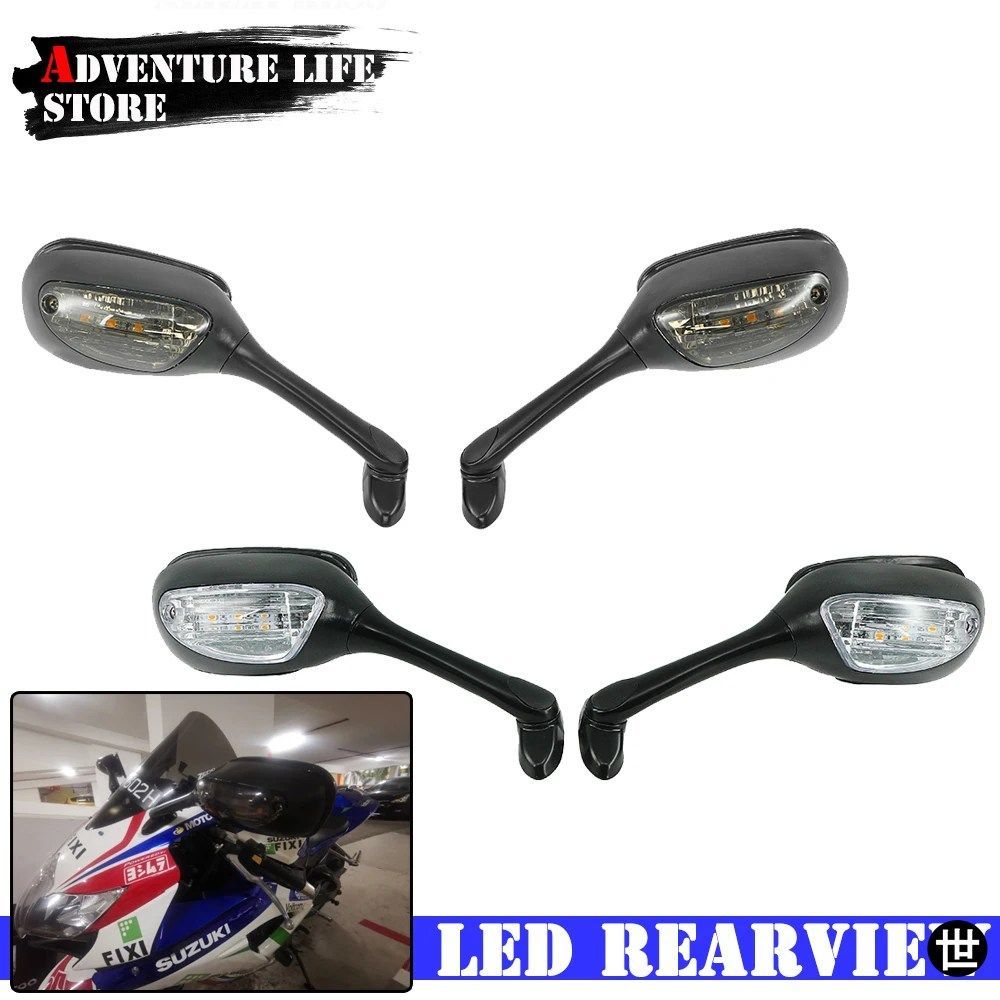 スズキ 750 1000 GSXR1000 K6 K7 K8 SV650 650S 用リアビュー サイドミラー LED ウインカーライト