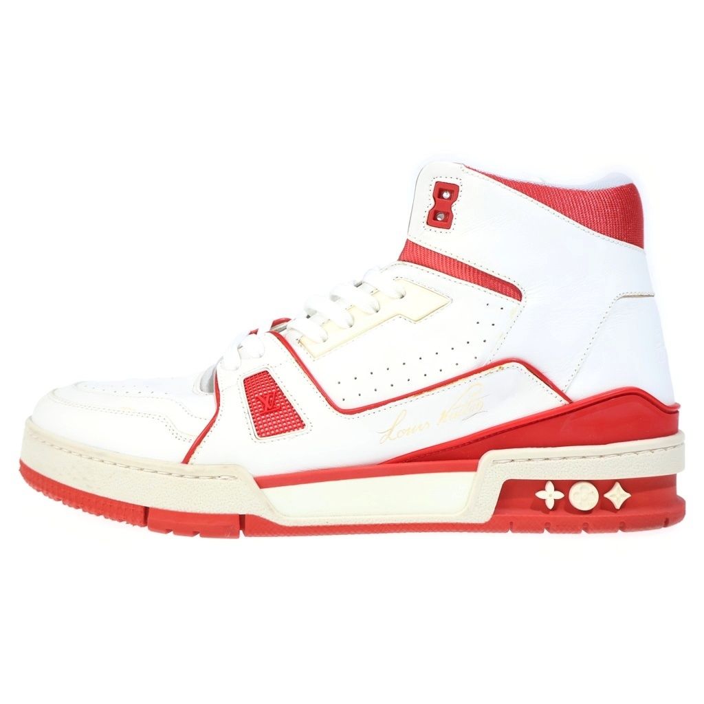 LOUIS VUITTON (ルイヴィトン) 19SS LV Trainer Line LVトレーナーライン レースアップハイカットレザースニーカー レッド/ホワイト