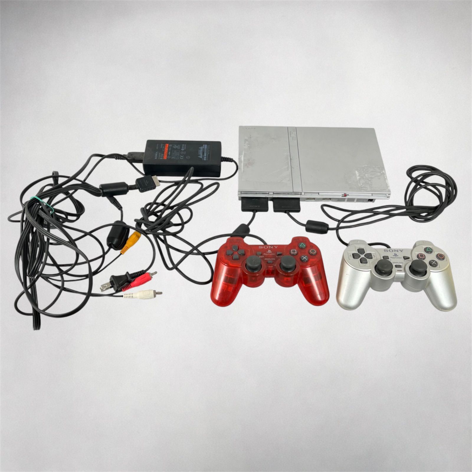 【管2605-259】SONY PlayStation2 プレイステーション2 SCPH-75000 シルバー コントローラー PS2 プレステ SONY 中古 動作未確認