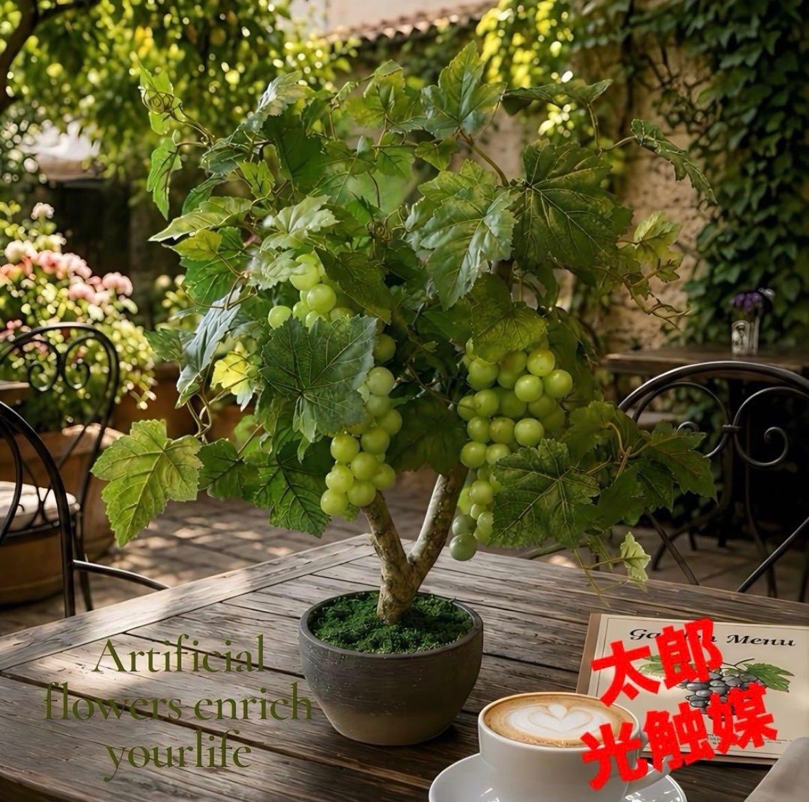 光触媒　人工観葉植物　ウォールグリーン　造花　アレンジ　マスカットブドウ 光触媒 人工観葉植物 ウォールグリーン フェイクグリーン シャイン