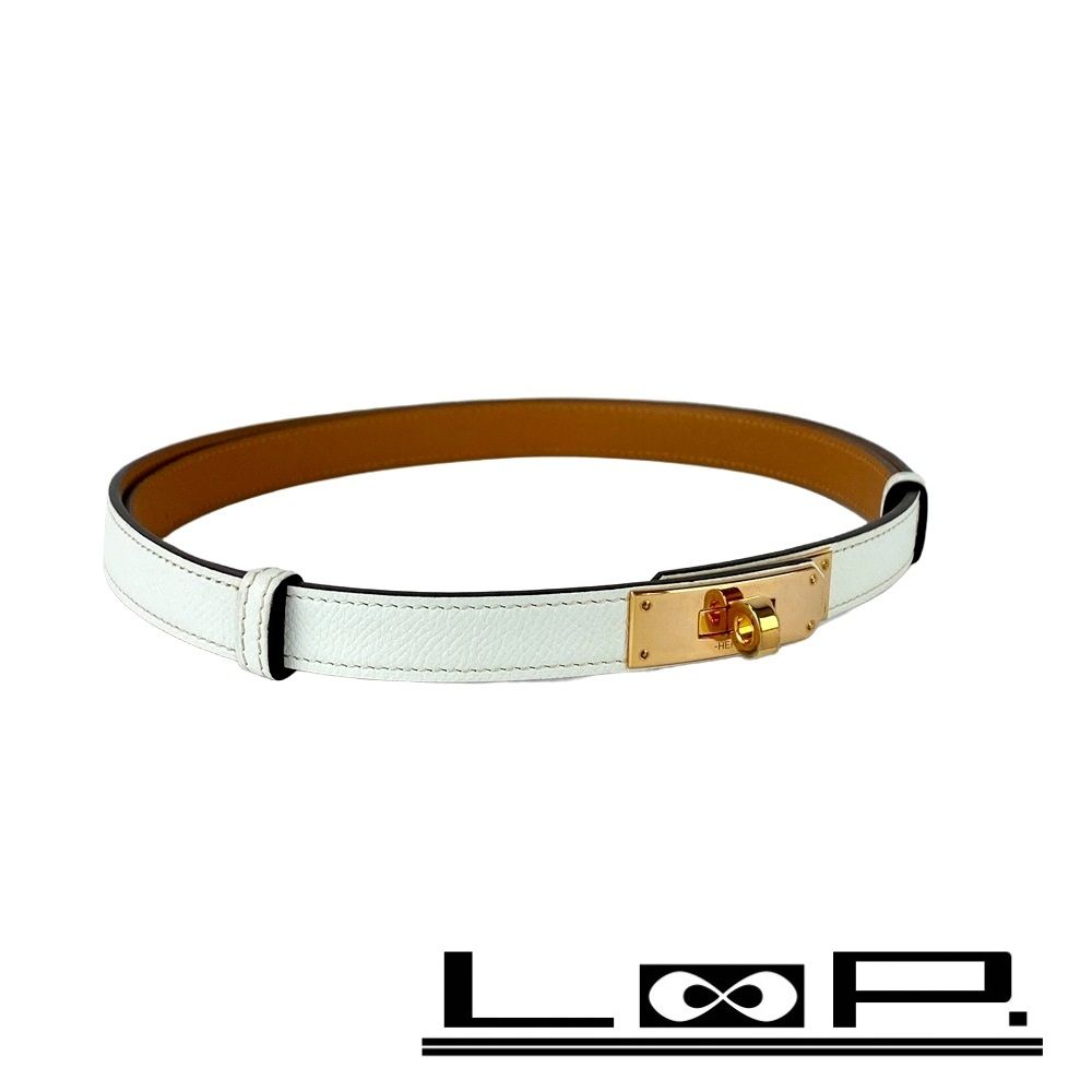 エルメス □美品□ ケリー ベルト 18 ファッション エプソン ホワイト