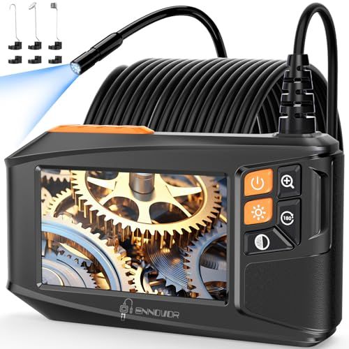 【新品】ファイバースコープ 工業用内視鏡カメラ 内視鏡 Ennovor 4.3インチ 1920P HDスクリーン 10m半剛性ケーブル 8つの調整可能なLEDライト マイクロスコープ IP67防水 充電式 清掃/配管点検/車修理保養/排水口/ 460e3bb1