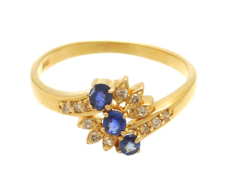 JEWELRY ジュエリー 貴金属 宝石 サファイア リング 指輪 K18 イエローゴールド サファイア ダイヤモンド 13号 2.1g 2120700023982【中古】200