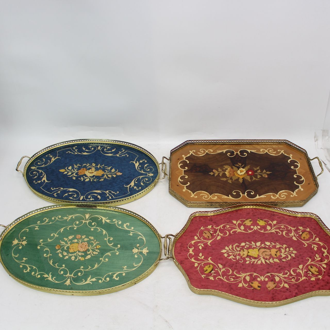 497)【4個セット】イタリア製のヴィンテージ象嵌（ぞうがん）細工