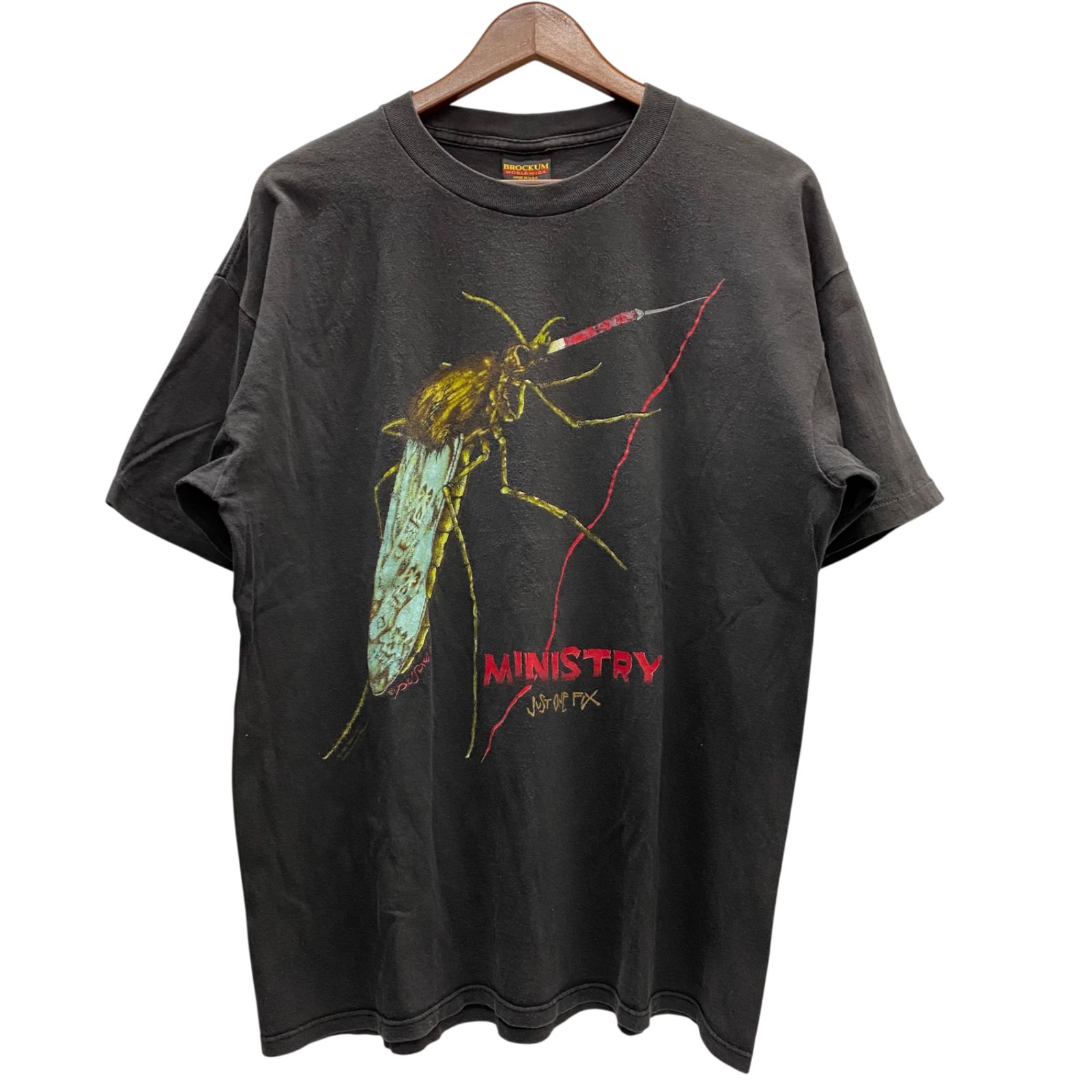 バンド band 90's MINISTRY PUSHEAD 1992 JUST ONE FIX BROCKUM USA製 Tシャツ ブラック XLサイズ 201MT-6064 VB