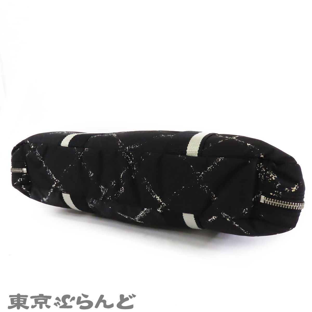 シャネル CHANEL 旧トラベルライン ブリーフケース ブラックxホワイト
