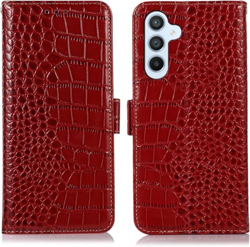 for Galaxy S26 ケース 手帳型 本革 ワニ柄 for ギャラクシーS26 SC-51G/SCG36/SM-S942Z 牛革 財布型 鰐柄 クロコダイル柄 耐衝撃 [RFIDブロッキング] カード収納 マグネット式ボタン 横置きス 4cd12a68