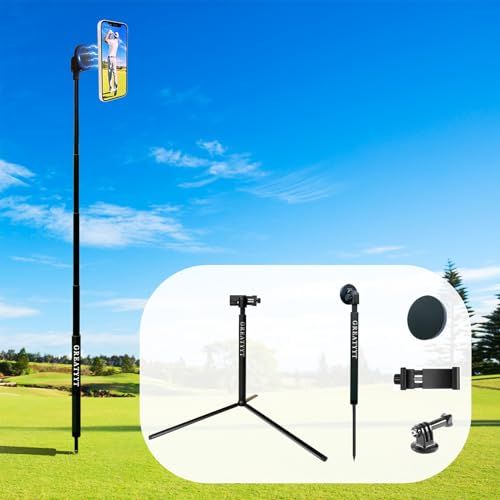 ゴルフ 三脚 & 一脚 スマホスタンド スイング動画撮影 48-140cm 伸縮 アルミニウム製 ゴルフスイング練習器具 磁気式 iPhone Android対応 スイング練習器