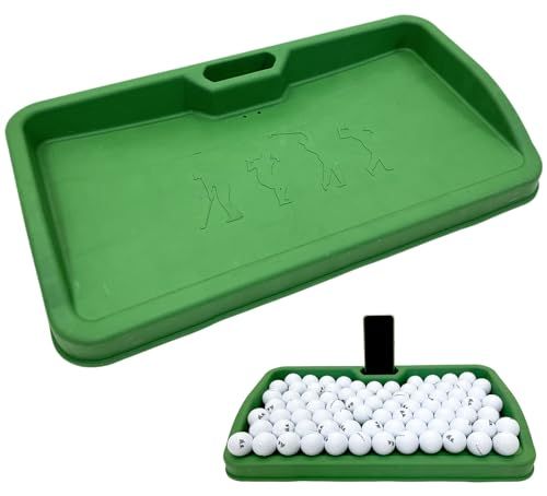 Golf Style ゴルフボール トレイ 100球 大容量 かご 収納箱 ゴルフ練習器具 スマホホルダー 携帯 スタンド スイングチェック パッティング ゴルフ 排水穴 屋外 屋内 ゴルフボール入れ TPE素材