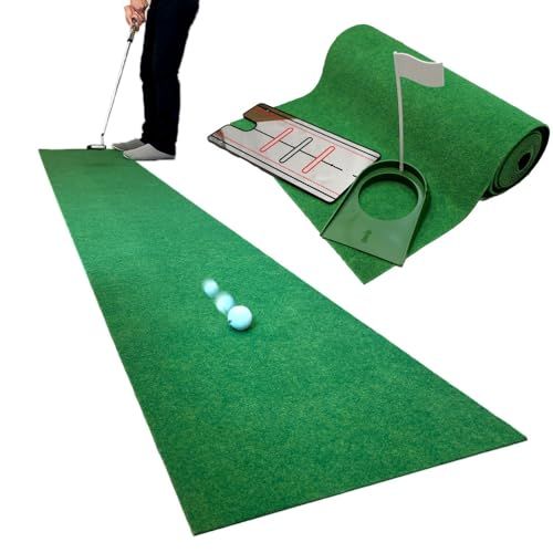 Smaly パター練習セット 300×46cm 2024新型 パターマット & パッティングミラー & パターカップ 3点セット パター練習 ベント芝 高速ベントグリーン 防音 静音 室内練習 ゴルフ