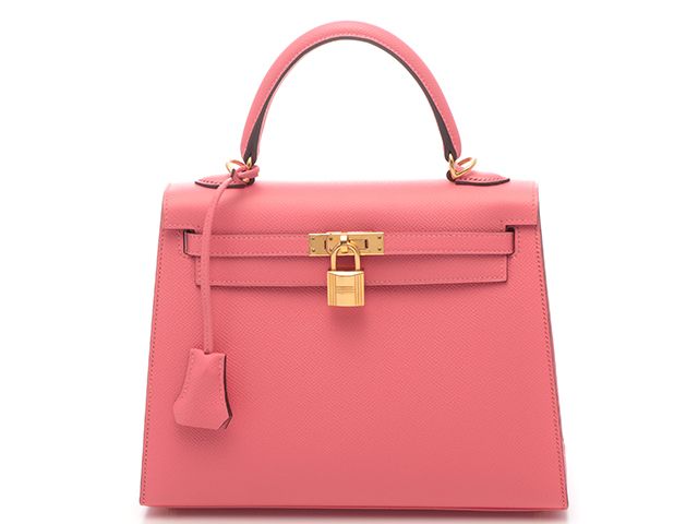 HERMES エルメス ショルダーバッグ　ケリー25 ローズアザレ　ゴールド金具 外縫い ヴォーエプソン C刻印（2018年頃製造） レディース【中古】【432】