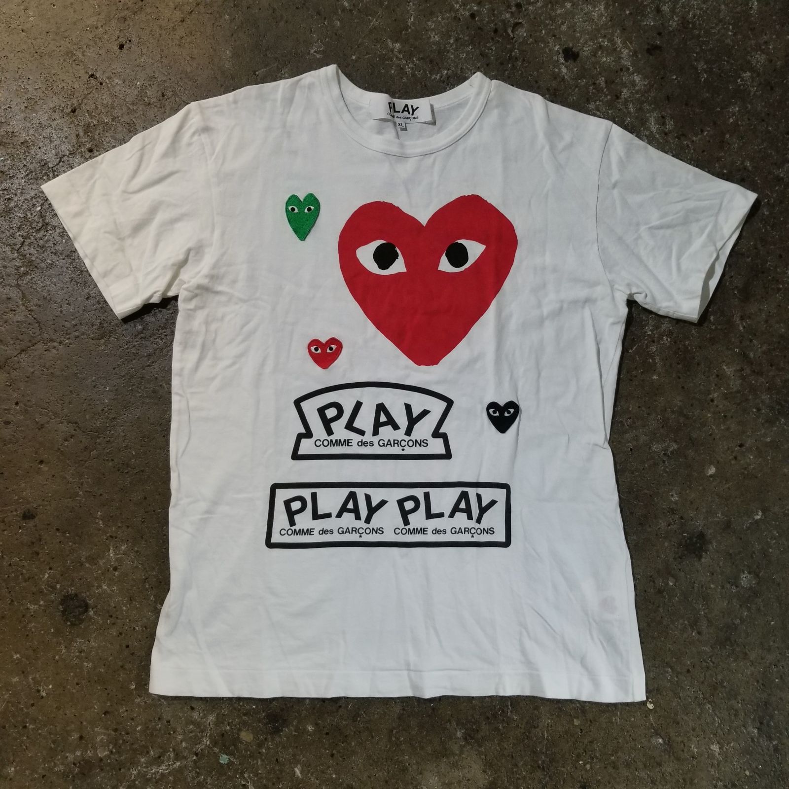 PLAY COMME des GARCONS AD2020 ハートエンブレム Tシャツ PLAYロゴ XL プレイコムデギャルソン