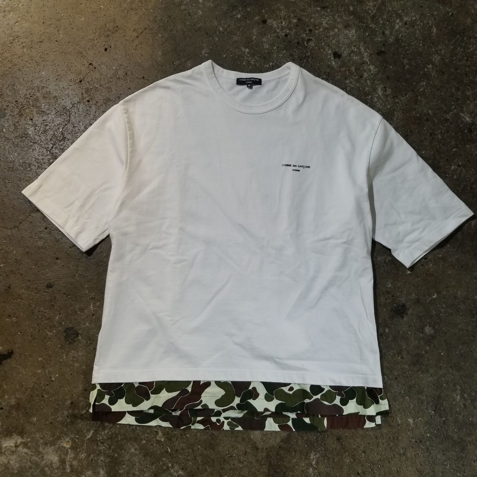 COMME des GARCONS HOMME 22ss 綿度詰天竺Tシャツ カモ柄切替 M