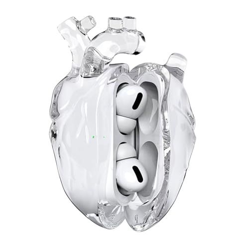 【新品】for Airpods Pro/ pro2 / エアポッツ 3 / 4 / レッドハートイヤホンケース 落下防止 3D液体透明シリカゲルえあほっつぷろ2ケース ワイヤレBluetooth アクセサリー (透明な白,Airpods 4) 035fe032