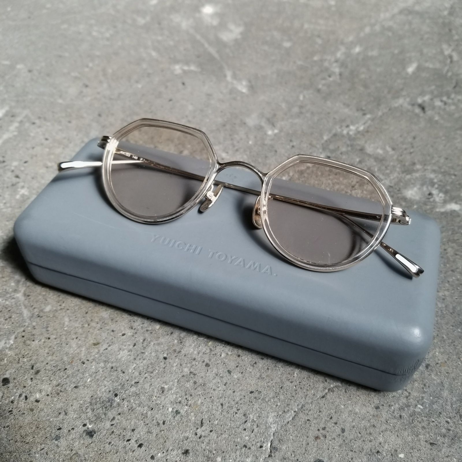 YUICHI TOYAMA. U-136 F.Ludwig 01（White gold/Clear brown）44□23-145 ユウイチ トヤマ 眼鏡 サングラス クラウンパント