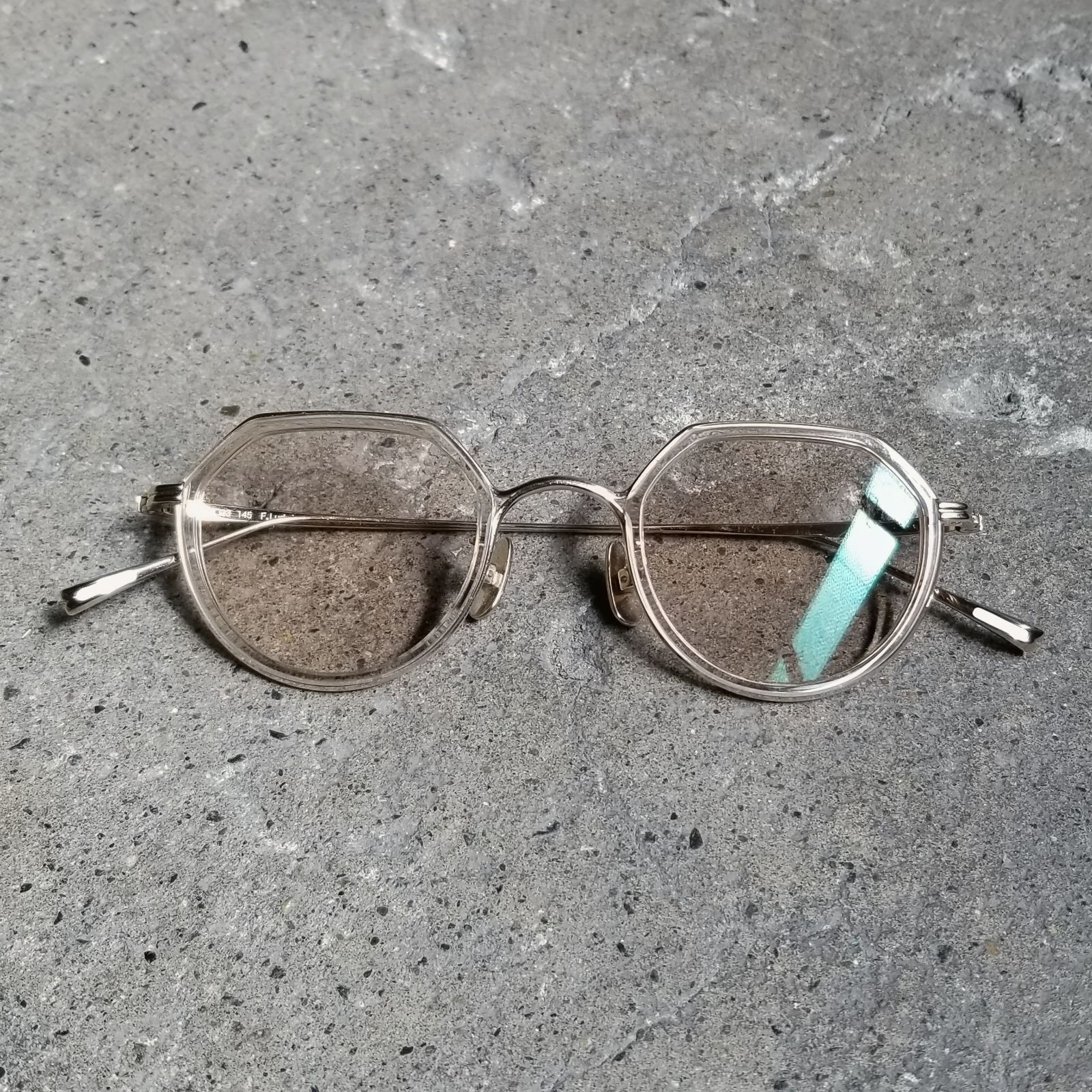 YUICHI TOYAMA. U-136 F.Ludwig 01（White gold/Clear brown）44□23-145 ユウイチ トヤマ 眼鏡 サングラス クラウンパント