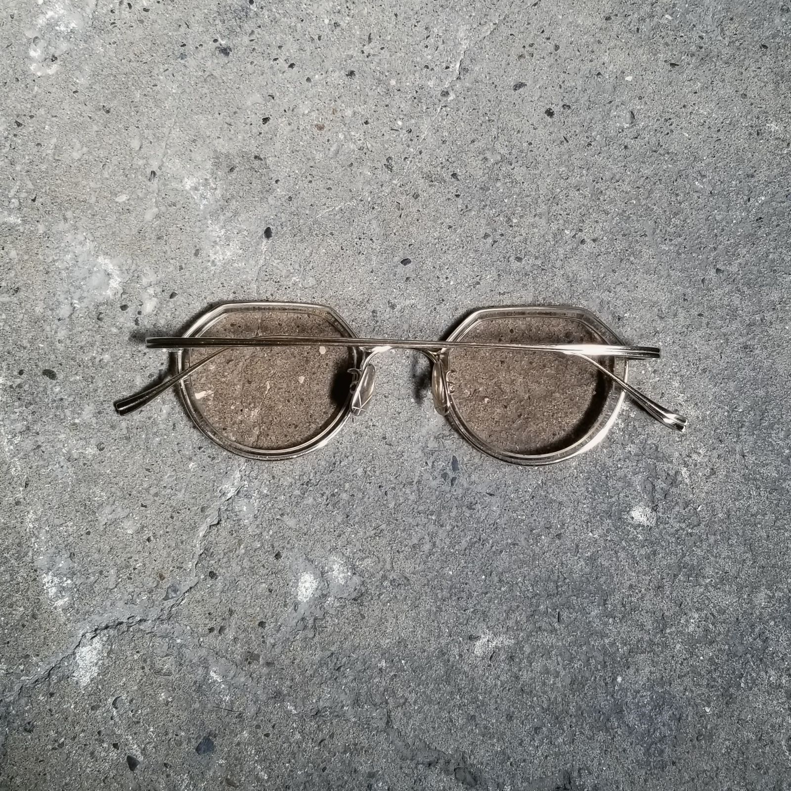 YUICHI TOYAMA. U-136 F.Ludwig 01（White gold/Clear brown）44□23-145 ユウイチ トヤマ 眼鏡 サングラス クラウンパント