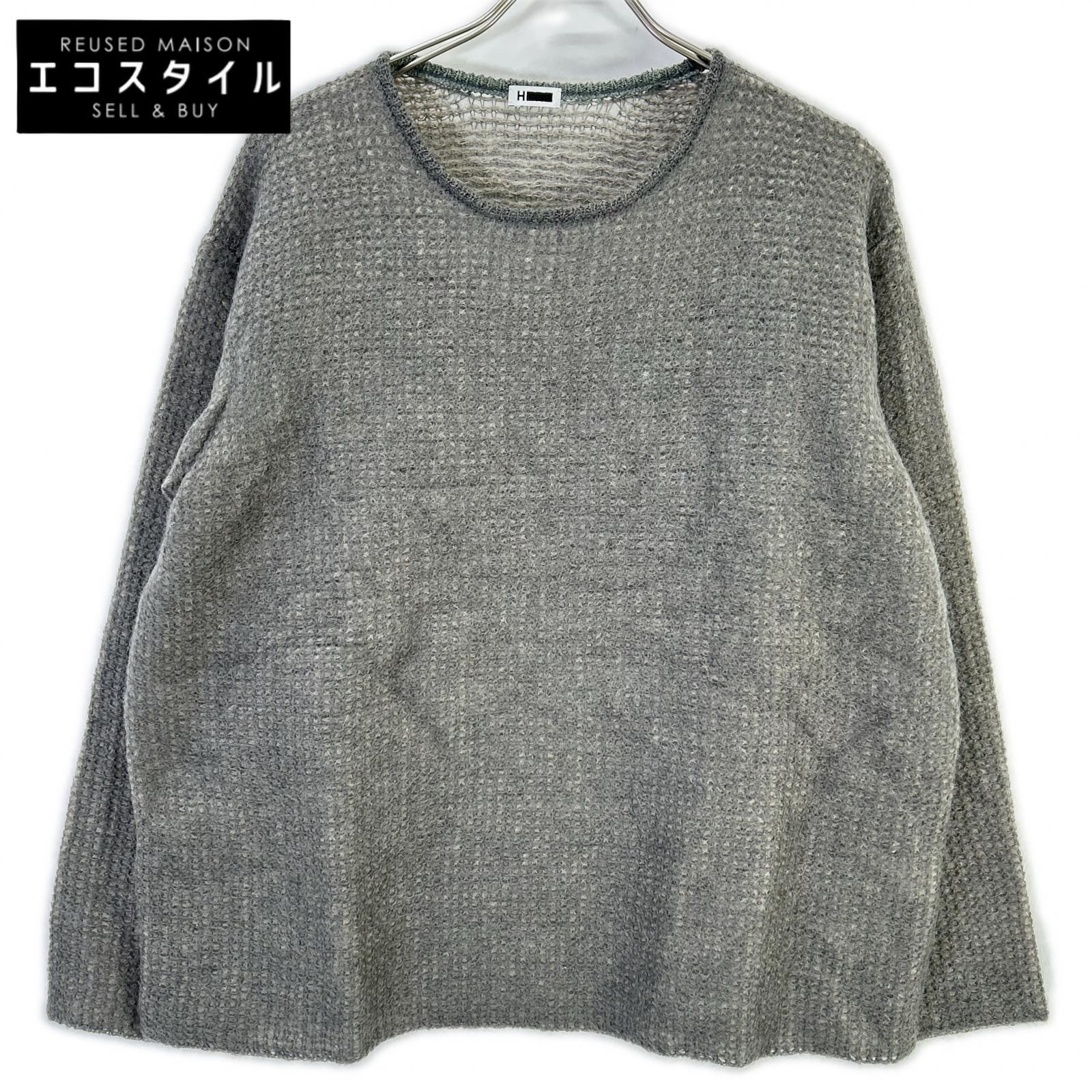 H BEAUTY＆YOUTH　エイチビューティー＆ユース　グレー MOHAIR NET KNIT PULLOVER ニット　表記なし 7,245円