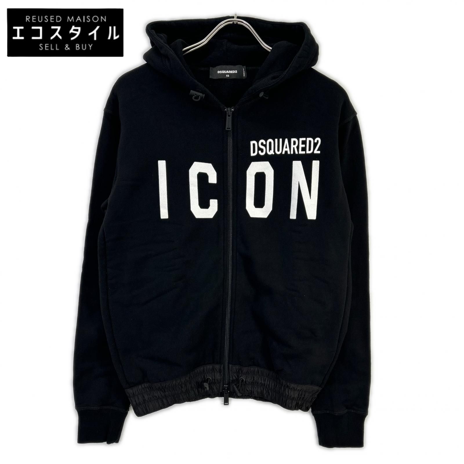 DSQUARED2 ディースクエアード S79HG0004 ブラック ICON ジップアップ 
