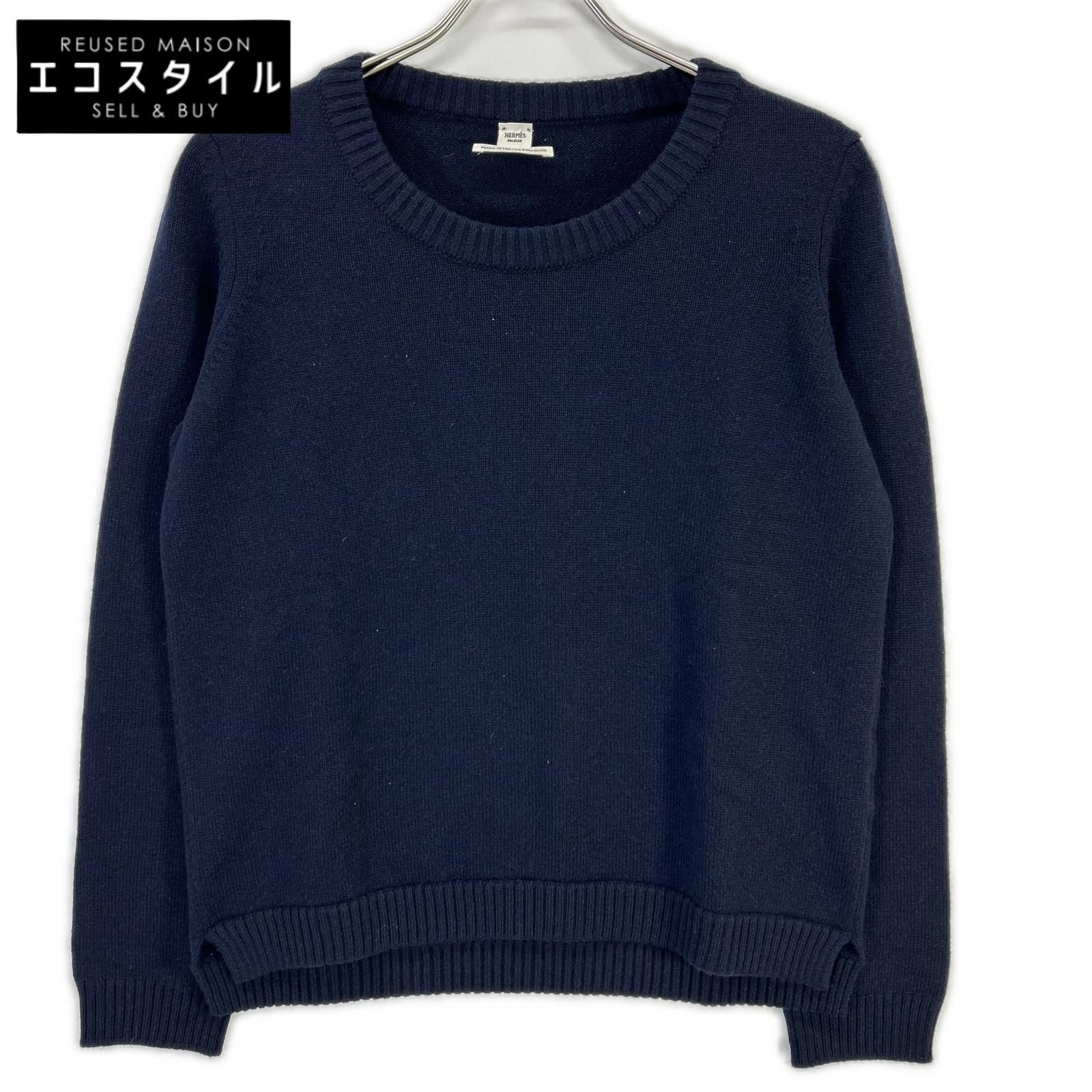 HERMES エルメス ルメール期 ネイビー カシミヤ ニットセーター 42 