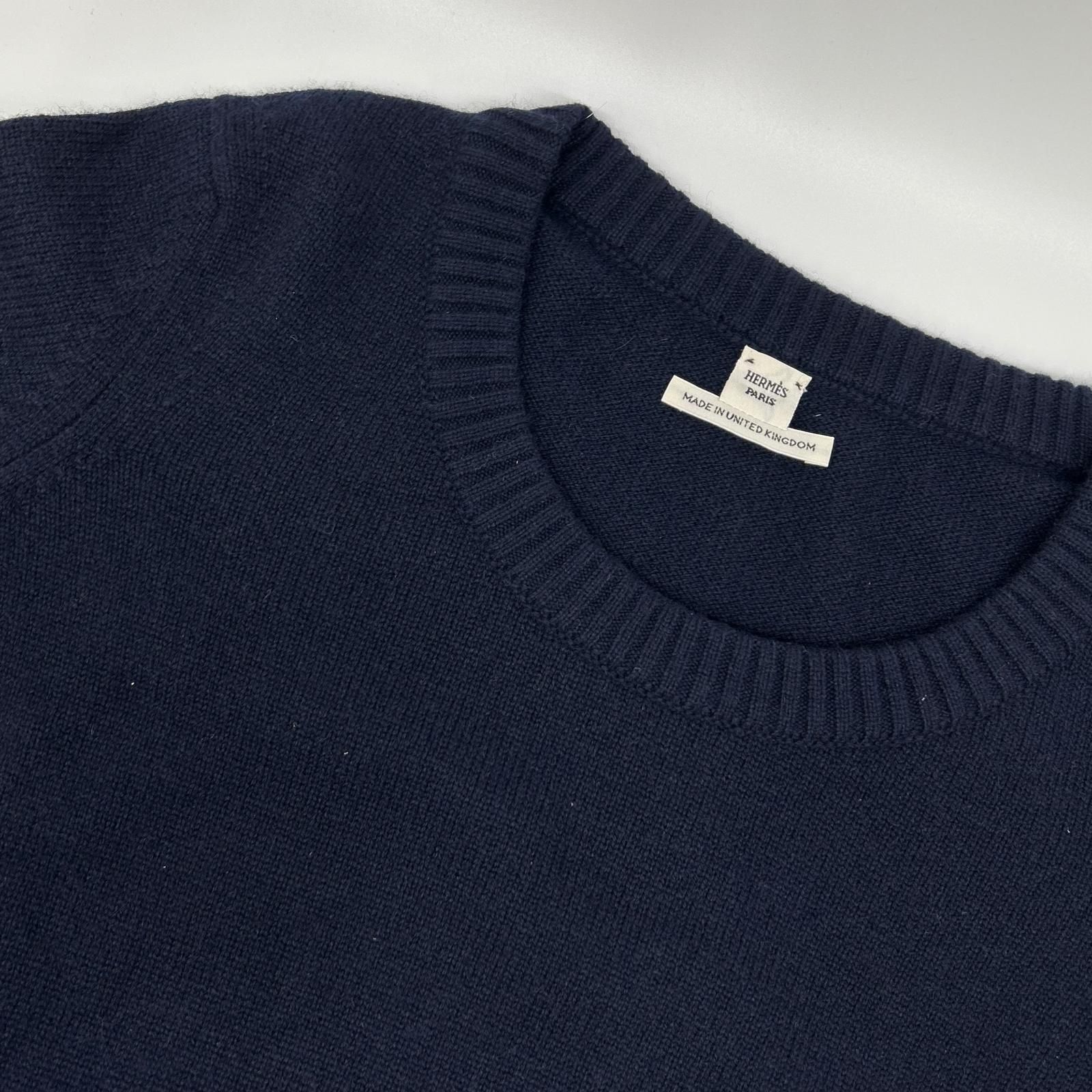 HERMES エルメス ルメール期 ネイビー カシミヤ ニットセーター 42 