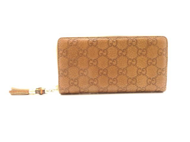 GUCCI グッチ バッグ バンブー グッチシマ ラウンド長財布 ブラウン レザー ｻｲﾌ･小物 224253 長財布 レザー ブラウン レディース【中古】431
