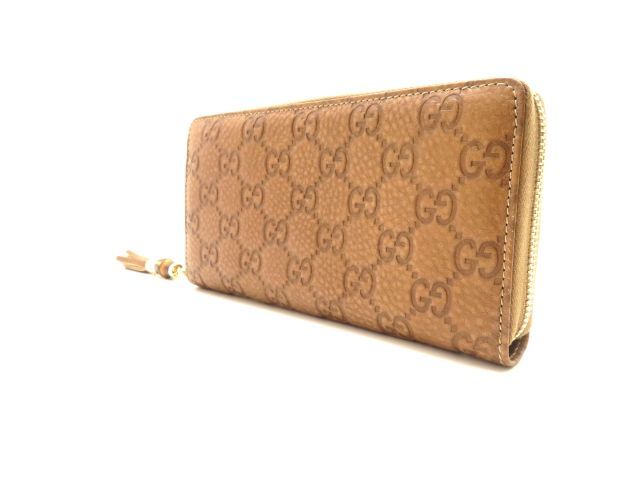 GUCCI グッチ バッグ バンブー グッチシマ ラウンド長財布 ブラウン