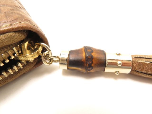GUCCI グッチ バッグ バンブー グッチシマ ラウンド長財布 ブラウン