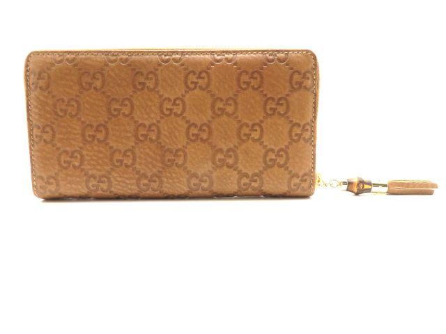 GUCCI グッチ バッグ バンブー グッチシマ ラウンド長財布 ブラウン