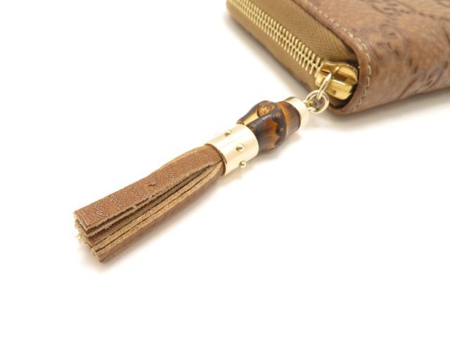 GUCCI グッチ バッグ バンブー グッチシマ ラウンド長財布 ブラウン