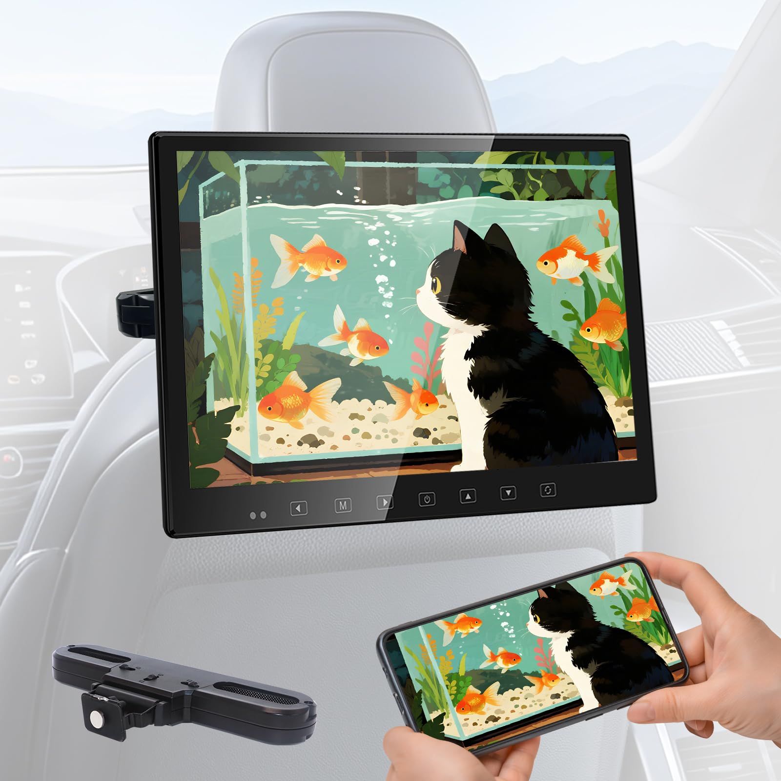 ヘッドレストモニター HDMI 13.3インチ IPS 後部座席 車載モニター ポータブルモニター オンダッシュモニター 1920＊1080フルHD HD/USB/AV入力マルチメディア再生 スピーカー内蔵 シガー電源 取付簡単 日本語説明書 0cab1bfb