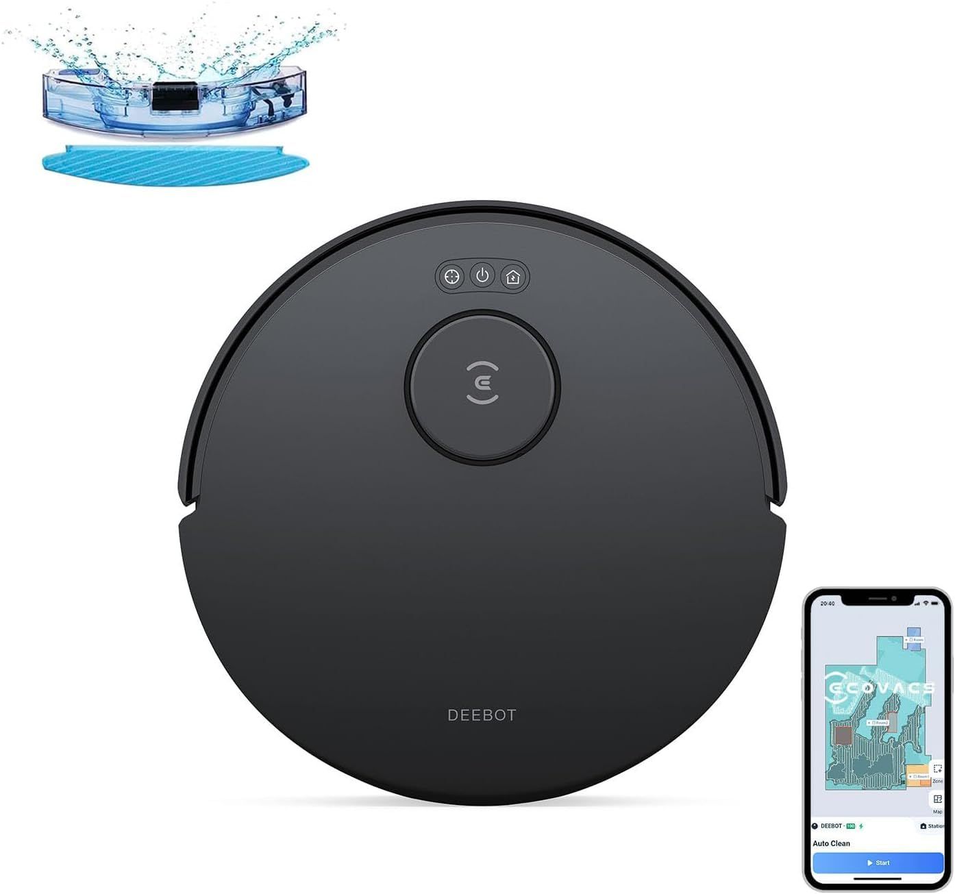 ECOVACS (エコバックス) DEEBOT N30 吸引力10,000Pa ロボット掃除機 水拭き両用 自動ゴミ収集 大容量バッテリー ZeroTangle 2.0搭載 マッピング ゼロタングル 強力吸引 アプリ操作 落下防止システム A 60e7ce55