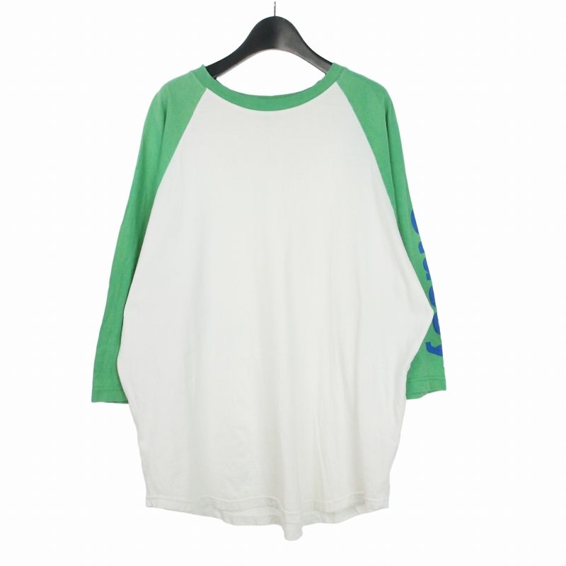 ステューシー STUSSY オールドステューシー 90s ラグラン プリント Tシャツ カットソー 七分丈 L ホワイト グリーン 白 緑