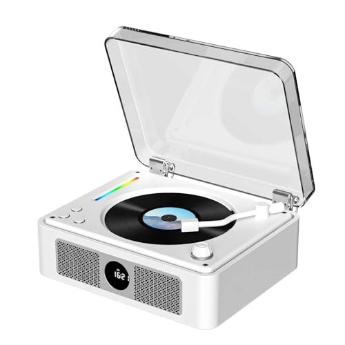 CDプレーヤー Bluetooth受信/送信 レトロ 充電式 ステレオスピーカー内蔵 CDプレイヤー 卓上置き 一機多用 木製の環境に優しいシェル USB/光ケーブル対応/AUX ポータブル リモコン付き ノイズリダクション 、音楽再生/部屋 87826cb7