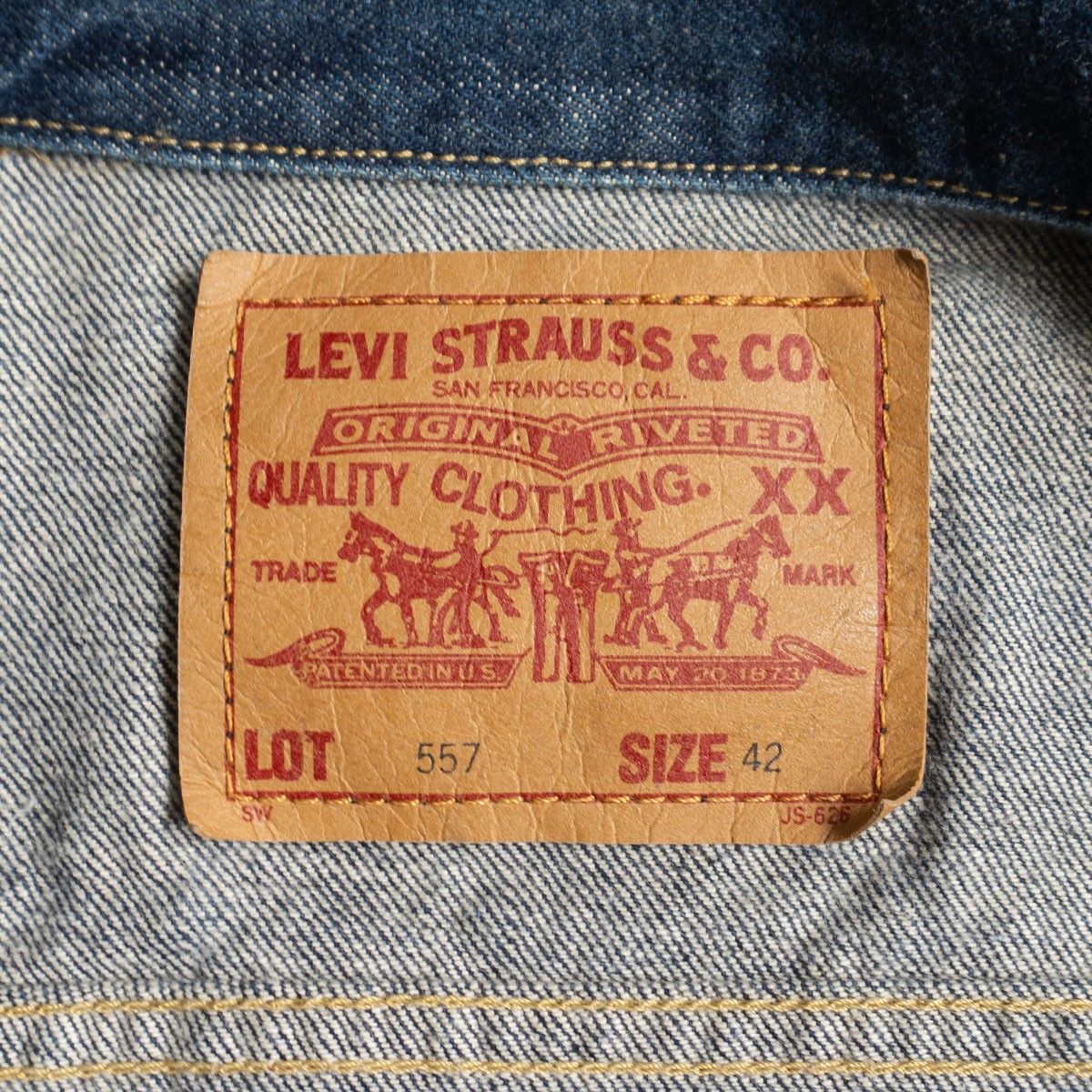 雰囲気抜群/濃紺】 LEVI'S【557 ビッグE デニムジャケット】42 サード